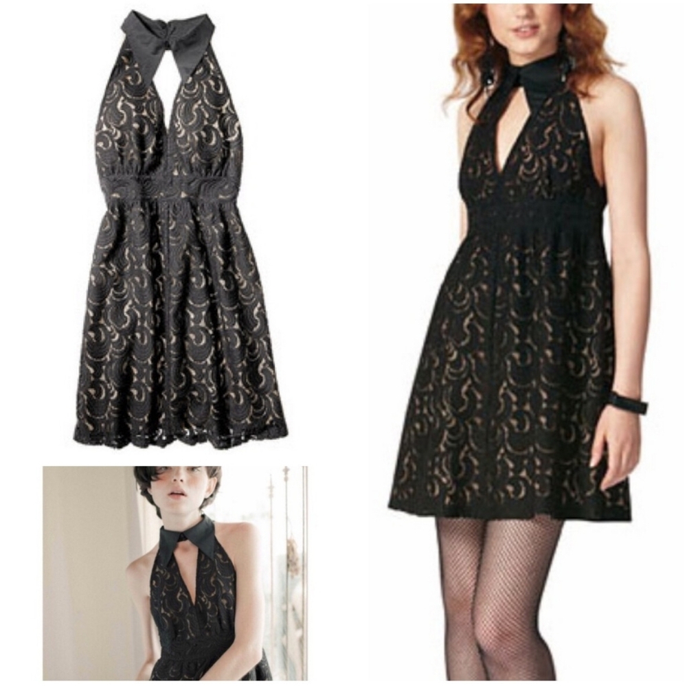 Anna Sui Black Lace Evening Cocktail Dress Size 5